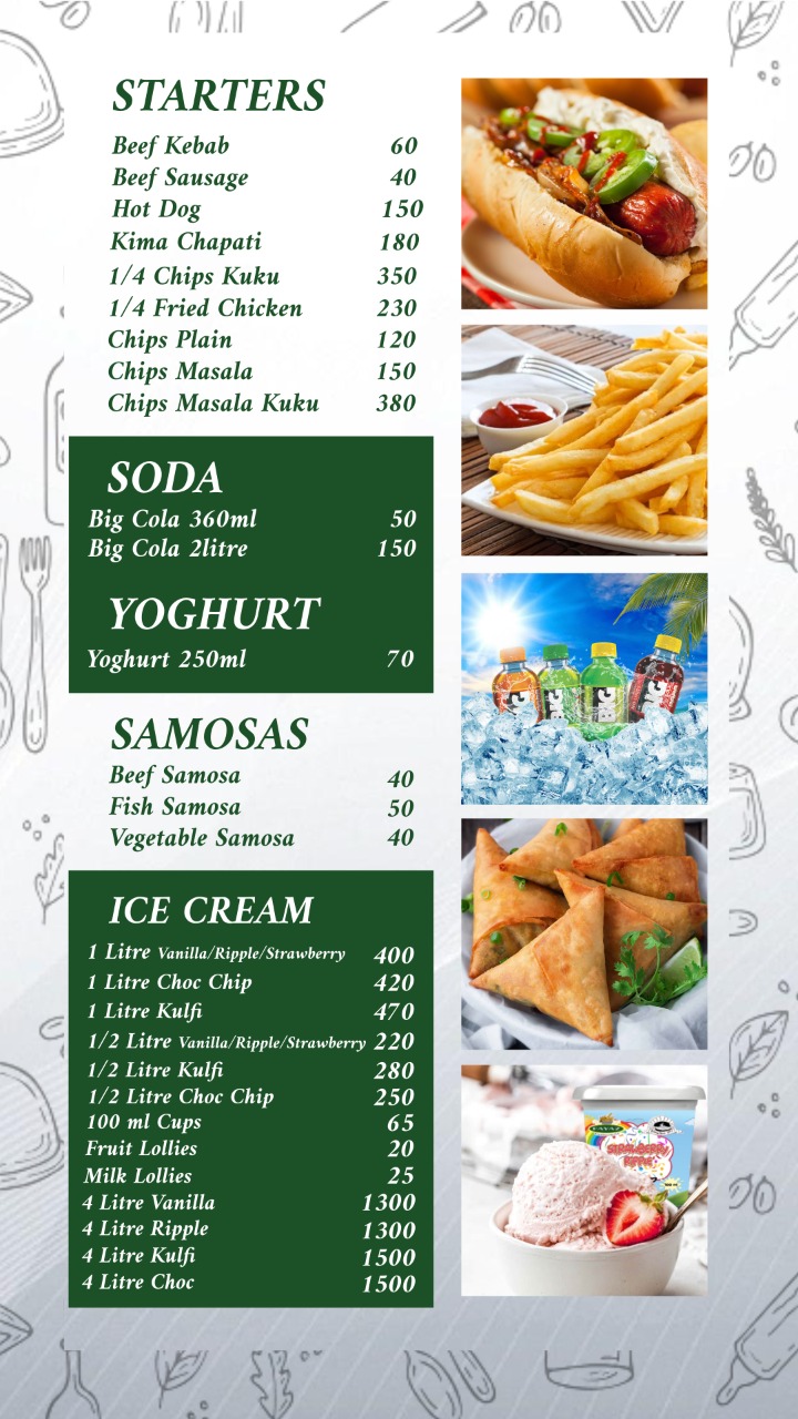 Menu Fayaz Bakers Nairobi, Mombasa, Kenya